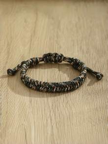 Bracelet tressé fait main, bracelet de corde ajustable vintage bohème coloré, nœud en forme de 8, cadeau de couple bicolore