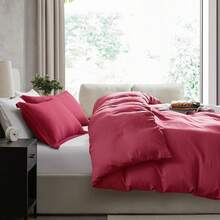 Soft Prewashed California King Duvet Cover Set, 3 Piece, Zipper Closure, 104x98 Inches Duvet Cover And 2 Pillow Shams - No Comforter,  In 2025 - 勃根地紅(無被子) - 查看 6