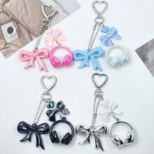 1 szt. Unisex INS Style Brelok do słuchawek muzycznych, kreatywny mini mikrofon z gitarą i nutami, unikatowy łańcuszek do telefonu, brelok do samochodu, festiwal muzyczny, prezent dla miłośnika muzyki, akcesoria do samochodu, brelok do torby, plecak do szkoły, uroczy gotycki Y2k