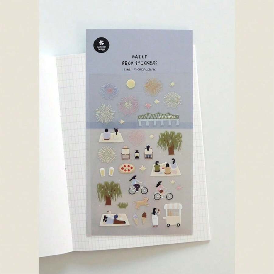 1 件韩国进口原装 Suatelier 午夜野餐烟花 PVC 贴纸 剪贴簿 DIY 日记本 可爱学校文具贴纸 礼品剪贴簿用品 趣味贴纸 笔记本电脑贴纸 Kindle 手机贴纸 - 彩色 - 查看 1