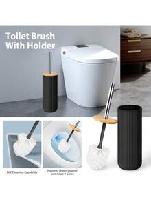 Rotundity Bathroom Set, Bathroom Accessory Set Of 8 Pieces, High-Quality And High Aesthetic Bathroom Accessories, Including Cotton Swabs, Trash Cans, Mouthwash Cups, Soap Dispensers, Soap Pans, Toilet Brush Sets,  The Top Picks Choice For Home Goods And Gifts - 圓款黑色 - 查看 8
