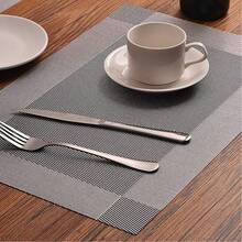 Valentine's Day Party Supplies 4Pcs Pvc Plastic Placemats, Solid Color Minimalist Mats, Rectangle Insulated Dining Table Mats, Western Style Waterproof Placemats, Suitable For Holiday Party Table Decorations - 金色 - 查看 10