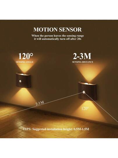 LED Slimme Sensor Night Light, Indoor Motion Wand Lamp, Wireless Battery Powered, Adhesive Rotatable, Portable, Easy To Install, Adjustable Temperature Brightness view 3