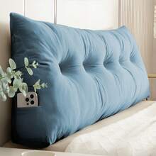 1pc Triangular Headboard Pillows Twin/Queen/King Size Head Roll Pillow Bed Wedge Pillow Large Bolster Bed Rest Reading Pillows Backrest Positioning Support Pillows With Side Pockets Bolster Cushion - 淺藍色 - 查看 9