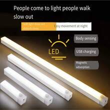 1 件 USB 可充电 LED 运动传感器灯，磁条灯，适用于橱柜、衣柜、卧室、小夜灯，暖光/白光，3 种色温可调 - 多色 - 查看 4