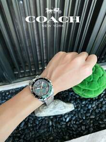 Coach Kent Green Dial Silver Steel Strap Watch For Men - Silver - View 5