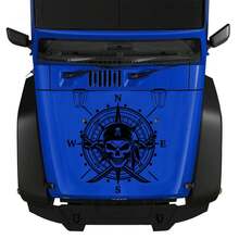 Pegatina de calcomanía de calavera de brújula pirata náutica para camión, coche, capó, puerta, carrocería, camping, RV, viaje, vehículo, vinilo tuning - Azul - Ver 2