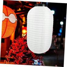 2 Faroles Linterna Japonesa Pantalla De Lmpara Decorativos Japoneses Adornos Colgantes Plegables Tela De Seda Rojo para Decoracin Navidea De Restaurantes Y Hogares, 17.6x 9.8 - blanco - Ver 4
