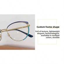 1pc New European And American Style Metal Round Photochromic Flat Eyeglass Frames For Women, Cat Eye Metal Eyeglass Frames For Women With Photochromic Lenses For Men