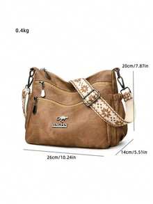 Dedoo 女士柔软材质斜挎包，中年女性单肩包，春秋季新款 - 棕色 - 查看 4