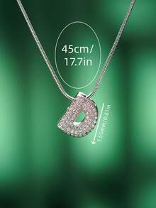 1pc Fashionable Bohemian Style Stainless Steel Necklace With 26 Cubic Zirconia Letter A-Z Pendants, Stainless Steel Snake Chain Jewelry, Suitable For Men And Women Everyday Wear - Silver - View 4