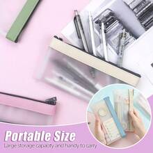 Clear Pencil Pouch Pencil Case With Metal Zipper Pencil Bags Marker Organizer Pen Storage Case Travel Cosmetic Makeup Pouch Stationery Toiletries Bag For Office 10Pcs