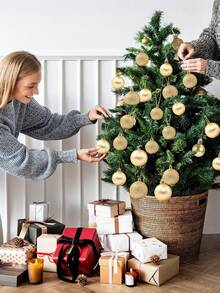 44pcs-Christmas Ball Ornaments, Christmas Tree Decoration, Hanging Shatterproof Plastic Ball Decorations For Xmas Tree, Holiday, Wedding Party, Window Christmas Decor, Birthday, Valentine's Day, Easter, Home, Office Wall Decor,Perfect Christmas Tree Decoration To Create Holiday Atmosphere - Christmas Gift 7/6/5/4/3 Cm (2.8/2.4/1.9/1.6/1.2 Inches) Christmas Decorations Home Christmas Gifts Christmas Decor