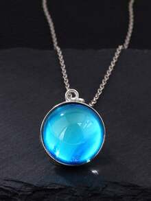 1pc Solar System Galaxy Nebula Necklace, Double-Sided Time Gem Glass Ball Pendant