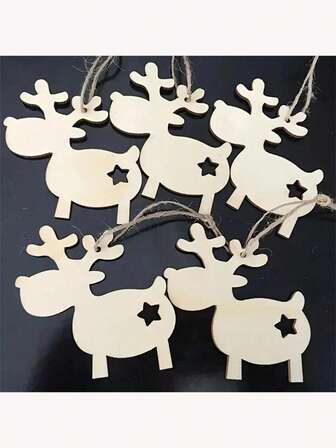 10pcs Christmas Holiday Elk Decoration Wood Pieces, Unfinished Blank Crafts, Suitable For DIY Holiday Decorations, Handicrafts, Room Decor, Home Decor, Offices Decor, Theme Party Decor, Christmas Decor Christmas Decorations Home Christmas Gifts Christmas Decor