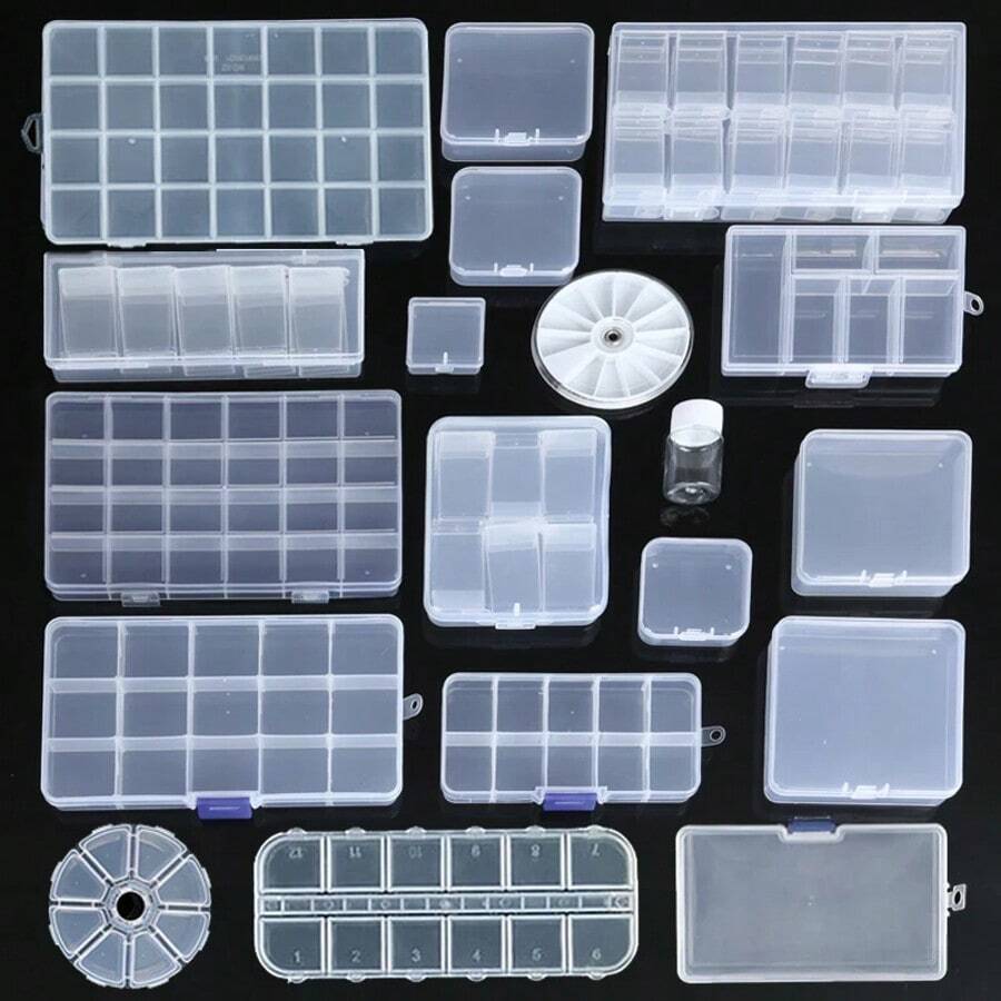 SMI Fine 塑料收纳盒储物盒珠宝盒带可调节隔板适用于珠子艺术品DIY工艺品珠宝渔具 - 無色 - 查看 1