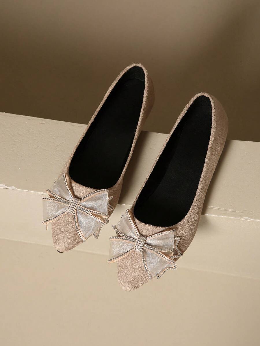 Giày bệt mũi nhọn được khuyến nghị tăng 0,5 cỡ, Giày bệt mũi nhọn/tròn đính đá lấp lánh cho nữ - Nhẹ và thoải mái, Đa năng cho mọi mùa, Thanh lịch và quyến rũ, Trang trí đá lấp lánh