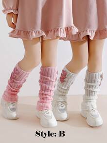 زوجان من الساق الدافئة الطويلة للبنات مزينة بالفيونكة، متعددة الاستخدامات