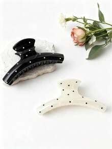 2pcs Women's Large Polka Dot Acrylic Hair Clips, Retro Hair Claw Bun Claws, Fashion Elegant Hair Accessories Elegant Claw Clip Winter Hair Clutch