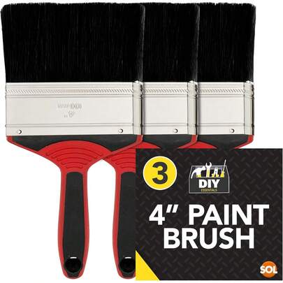  SOL 3pk 4 Inch Paint Brush – Multipurpose Tool For Interior & Exterior Painting, Fences, Walls, Decking, Sheds – Ideal For DIY Projects With Emulsion, Varnish, Stain & General Decorating