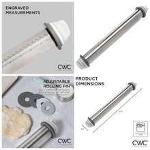 - Rodillo ajustable con anillos de grosor - Rodillo de acero inoxidable con bandas de silicona - Rodillo para hornear fondant, masa de pasta, pasta, galletas, pizza gris - Gris - Ver 1