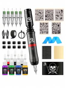 DQFART Wireless Tattoo Gun Kit, Includes Tattoo Machine, Power Supply, All-In-One Tattoo Pen, Complete Tattoo Set (Tattoo Needles, Tattoo Ink, Tattoo Supplies), Suitable For Beginners And Tattoo Artists - Multicolor - View 1