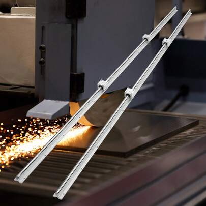 Guide linéaire, rail de guidage en acier carbone et aluminium (2 pièces SBR20-2 200 mm) avec 4 blocs coulissants SBR20UU, roulement linéaire, pièces CNC pour imprimante 3D, fraisage/tournage.