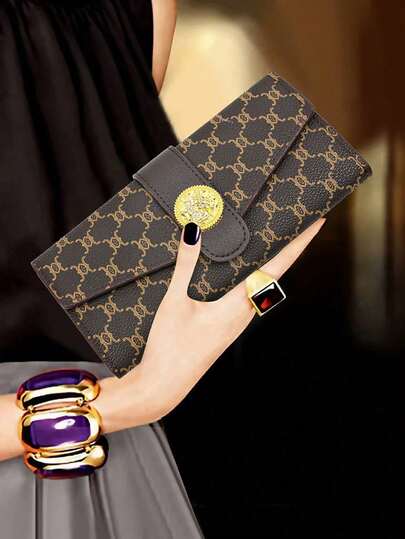 Modny, retro, kwiatowy, trójskładany, długi portfel kopertówka dla kobiet, portfel, portfel na karty, portfel na pieniądze, portfel na monety, vintage