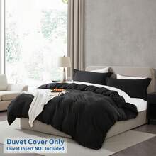 Soft Prewashed California King Duvet Cover Set, 3 Piece, Zipper Closure, 104x98 Inches Duvet Cover And 2 Pillow Shams - No Comforter,  In 2025 - Black (No Comforter) - View 2