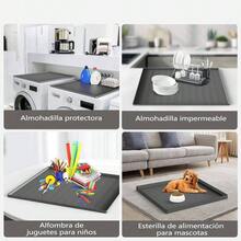 Protector Superior de Lavadora y Secadora 60*65cm, 1 Pieza Alfombrilla Protectora de Goma de Silicona, Antipolvo, Antideslizante, Impermeable y Resistente al Desgaste, para el lavadero del Hogar Gris, L - 1 Pieza L + Gris - Ver 7