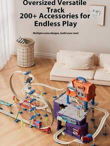 City Adventure Track Toy Set, Transformable Train & Car, Educational Electric Toy Car, Children's Birthday Gift