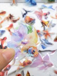 50pcs Goldfish Koi Fish Sticker Waterproof PET Transparent Decals For Kids Waterbottle Laptop Skateboard Guitar Fridge Phone Diary DIY Decorate Sticker - Nhiều màu - Xem 9