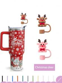 2/8 piezas Cubiertas de pajita navideñas, Cubiertas de pajita reutilizables, Lindos tapones para pajitas de taza, Cubiertas de pajita de silicona sin plástico, Cubiertas de pajita kawaii para fiestas