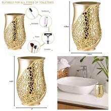 Jabn de la coleccin Sinatra, Sujetador para Cepillo de Dientes, Blanco, Sostenedor de Cepillo de Dientes, 1, 1 - Champaña/Dorado + Vaso - Ver 1