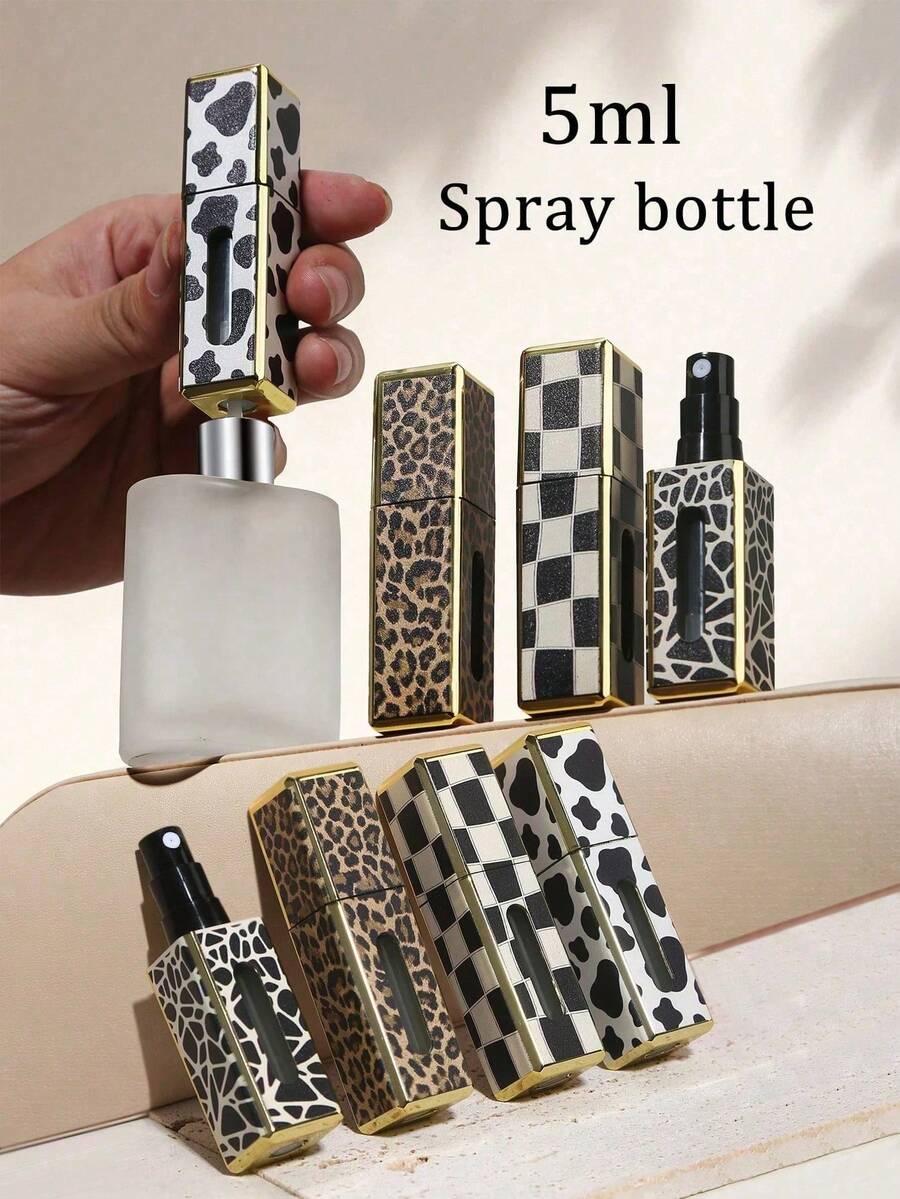 1pc 5ml Textured Leopard Print Square Perfume Refill Bottles, Portable Travel Bottom Direct Filling Perfume Bottles, Square Portioning Bottle, Spray Bottle.Reusable. Liquid Separation Bottles, With Various Textures To Choose From, Diverse Styles, Separation Bottles, Spray Bottles. Sample Bottle. Easy To Carry And Carry With You. Bottle.Travel Essentials For Vacation Holiday - Nhiều màu - Xem 1
