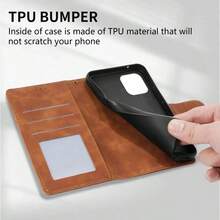 Wallet Made Of High-Quality Synthetic Leather With Card Slot, Photo Frame Holder, Gloves, Magnetic Flip Phone Case Suitable For IPhone 16 Pro Max 15 Plus 14 Pro Max 13 Pro Max 12 11 Protective Case, Business Shock Resistant Protective Card Bag - Màu xanh lam - Xem 7