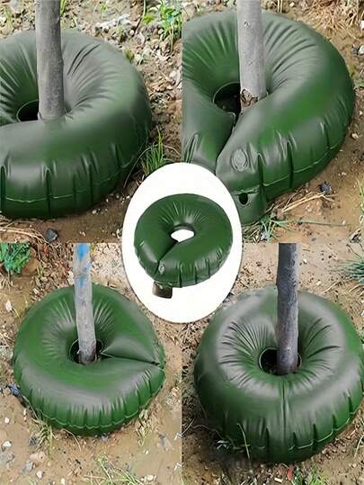 1 pieza Bolsas de riego de árbol de 10 galones con sistema de riego por goteo de liberación lenta de PVC, anillos de autorriego redondos de 35.4 pulgadas para plantas y arbustos, plástico duradero, sin batería requerida, fácil instalación, distribución eficiente del agua, ideal para jardín y uso al aire libre, sistema de riego para jardín | Accesorio de jardín elegante | Bolsas de plástico duradero