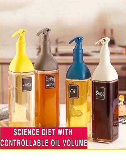 1 Stück, beständiges korrosionsresistentes Glas, quadratische Gewürzflasche, Ölkanne, auslaufsichere Küchen-Ölflasche, Öltank, Sesamöl, Sojasauce, Essigflasche, Gewürzflasche, Ölflasche, Küchen-Aufbewahrungsflasche