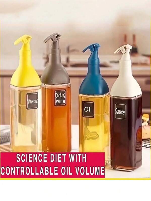 1pc,Durable Corrosion-Resistant Glass, Square Seasoning Bottle, Oil Pot, Leak-Proof Kitchen Oil Bottle, Oil Tank, Sesame Oil, Soy Sauce, Vinegar Pan, Seasoning Bottle, Oil Bottle, Kitchen Storage Bottle