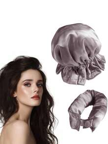 Set Of New Large-Wave Lazy Person's No-Heat Curling Iron Sleeping Wonder, Silk-Like Curling Iron With Satin Curling Cap, Can Create Beautiful Curly Hair, No Heat Damage, Fashionable DIY Hair Care Tool - Multicolor - View 3