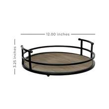 Metal And Wood Round Tray Wooden Coffee Table Tray Decor For Empty Table Surfaces Decorative Round Serving Tray With Handles