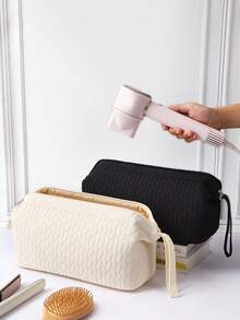 1pc Solid Color Quilted Hair Dryer Storage Bag, With Inner Pocket Design, Large Capacity Dust-Proof Hair Tool Organizer Bag, Suitable For Curling Iron, Hair Dryer, Hair Clips, Straightener, Great For Home And Travel, Ideal Valentine's Day Gift