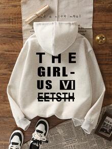 全新秋冬字母印花街头风时尚百搭女士连帽衫