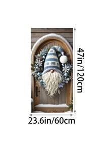 1 pezzo Ghirlanda natalizia con gnomo 2D, un ornamento da appendere con un nano, una ghirlanda natalizia da appendere alla porta, stampata con ghirlande e gnomi, con dettagli di cappelli lavorati a maglia e calze a righe, adatta per decorazioni natalizie, per casa, ufficio e porta, decorazioni natalizie e di Capodanno. (Senza ghirlanda)