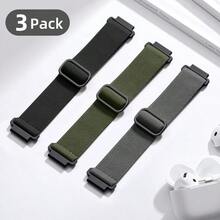 DaQin 3 Pack Nylon Watch Bands Compatible With 16mm 18mm 20mm 22mm Quick Release Watch Band Adjustable Soft Stretchy Solo Loop Strap Elastic Braided Relacement Wristband For Men Women - ĐenQuân độiXanh lá câyXám - Xem 4