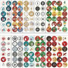 Kinder Weihnachts-Adventskalender DIY Zahlen Alter Mann Schneemann Puzzle Journal Cartoon Aufkleber