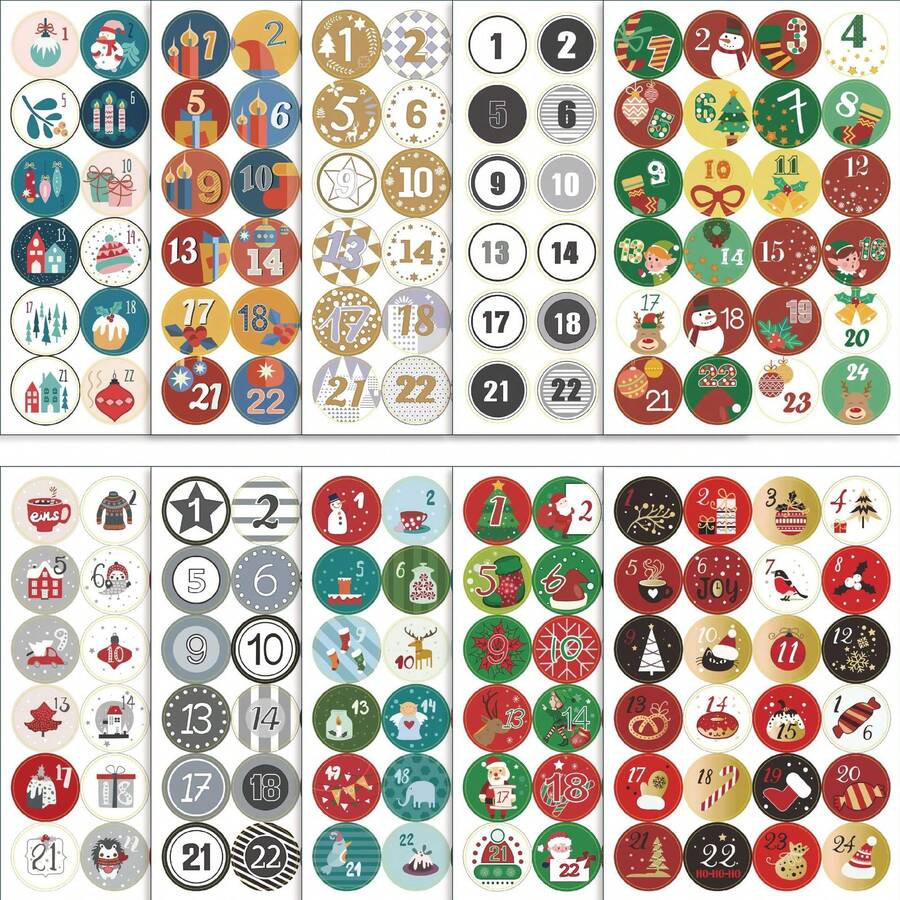 Kinder Weihnachts-Adventskalender DIY Zahlen Alter Mann Schneemann Puzzle Journal Cartoon Aufkleber