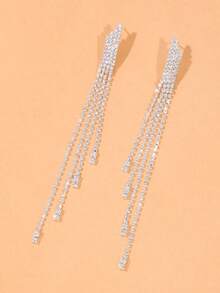 Sparkling Rhinestone Tassel Drop Earrings – Elegant And  Statement Jewelry For Women – Perfect Accessory For Parties, Weddings, And Special Occasions