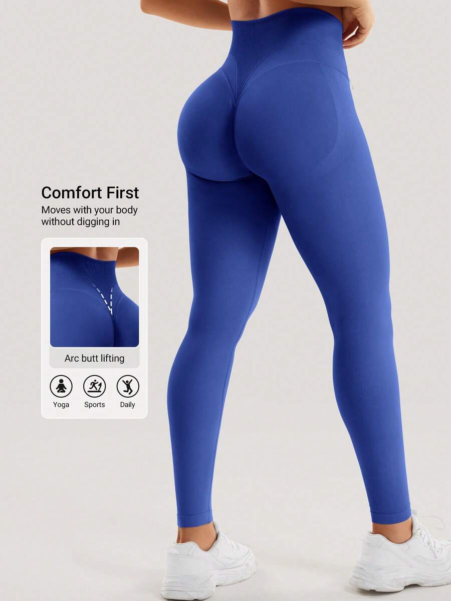 YEOREO Women Activate Workout Hidden Scrunch Leggigns Gym Booty Lifting High Waist Leggings Seamless Yoga Pants Fall Clothes For Women Black Leggings Winter Clothes For Women - 深藍 - 查看 1