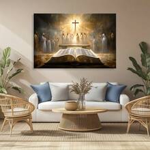 Christian Religious Wall Art - Jesus Bible Cross Painting With Solid Wood Frame - HD Printed Canvas Print For Living Room, Bedroom, Church - Ready-To-Hang Bible Verse Decor - Spiritual Home Decoration Gift, Scripture Wall Decor, Inspirational Artwork, Faithbased Gifts - Nhiều màu - Xem 2